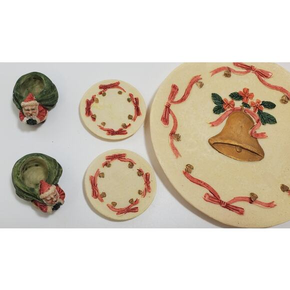 1994 Popular Imports Christmas Miniature Tea Set, "Santa T Set" 10 Piece, IOB - Picture 5 of 11